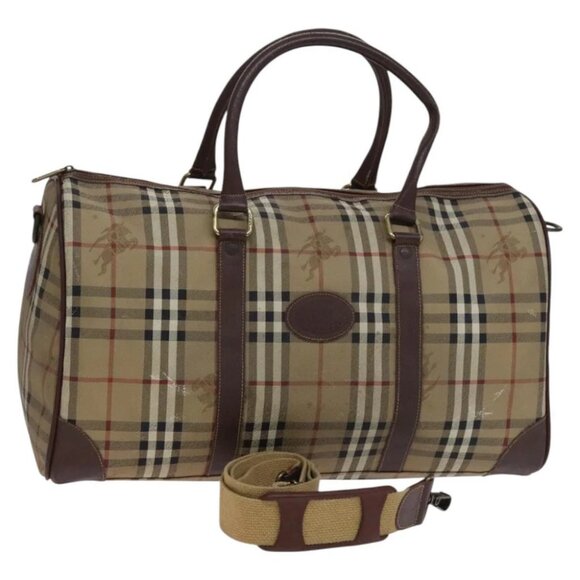 Burberry Handbags - Burberrys Nova Check Boston Bag PVC 2way Beige Gold